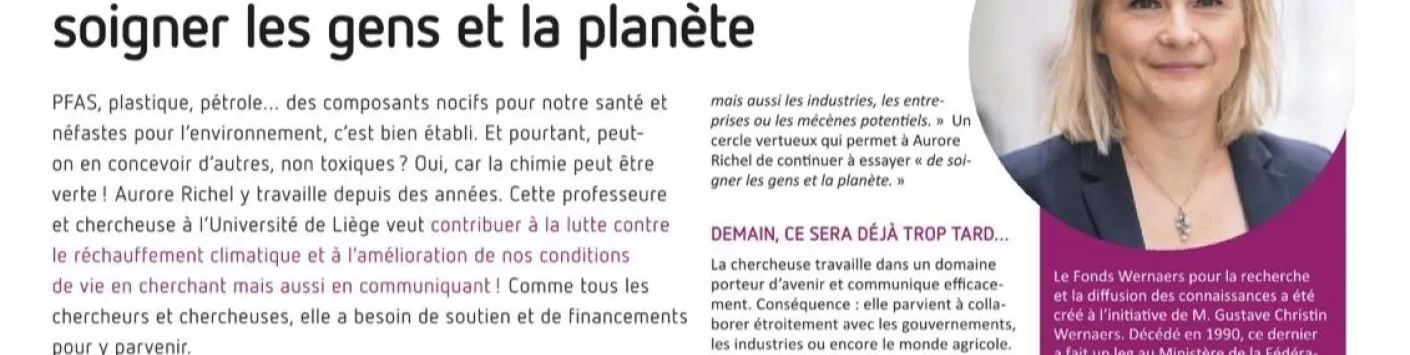 Visages de la recherche : Aurore Richel, pour une chimie verte