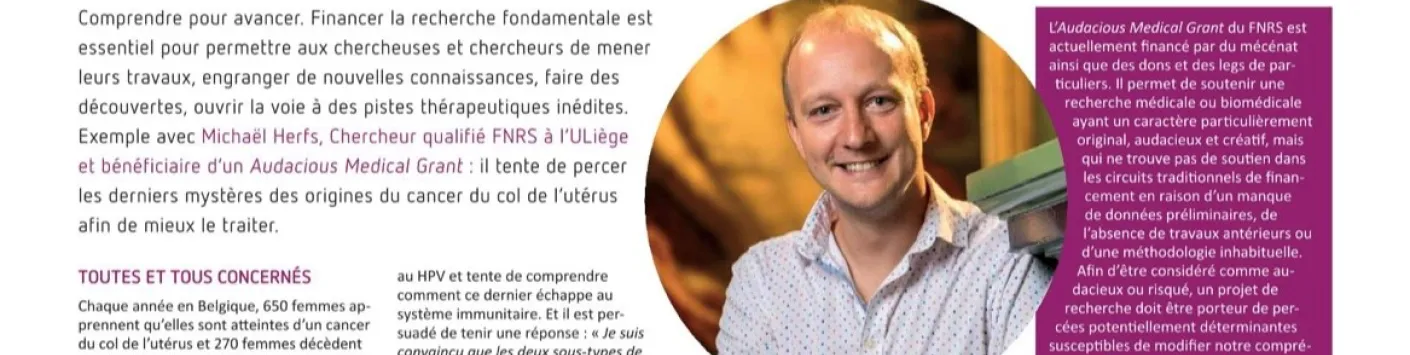 Visages de la recherche : Michael Herfs, percer les derniers mystères du cancer du col de l'utérus