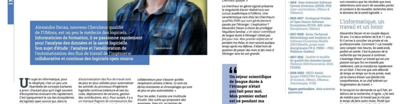 Félicitations à Alexandre Decan , nouveau Chercheur Qualifié UMons