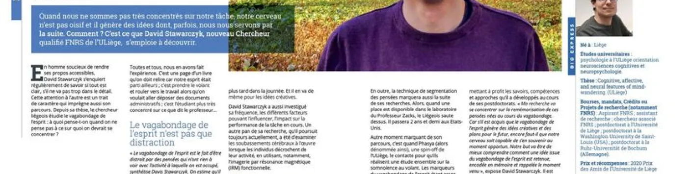 Félicitations à David Stawarczyk, nouveau Chercheur qualifié de l'Université de Liège