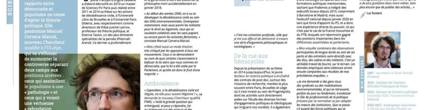 Félicitations à Manuel Cervera-Marzal, nouveau Chercheur qualifié FNRS à l'Université de Liège 