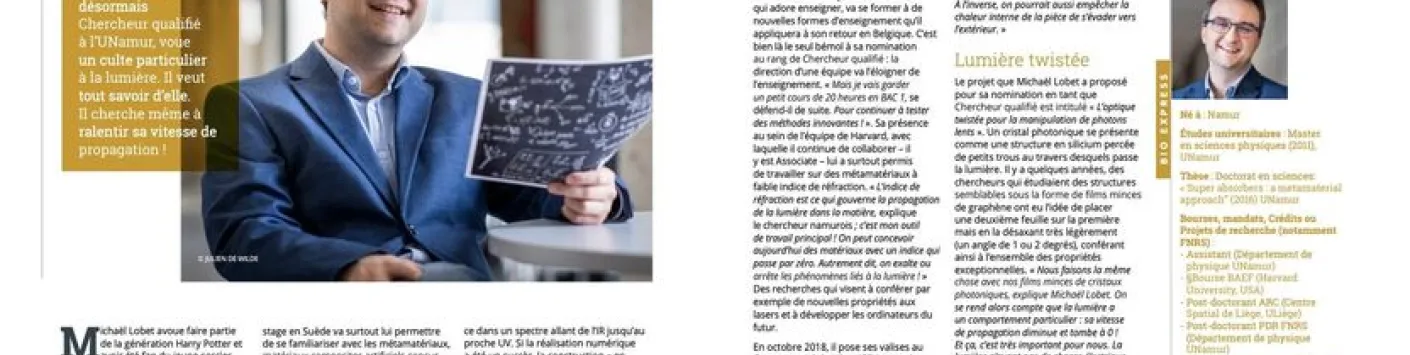 Félicitations à Michael Lobet, nouveau Chercheur qualifié FNRS à l'Université de Namur